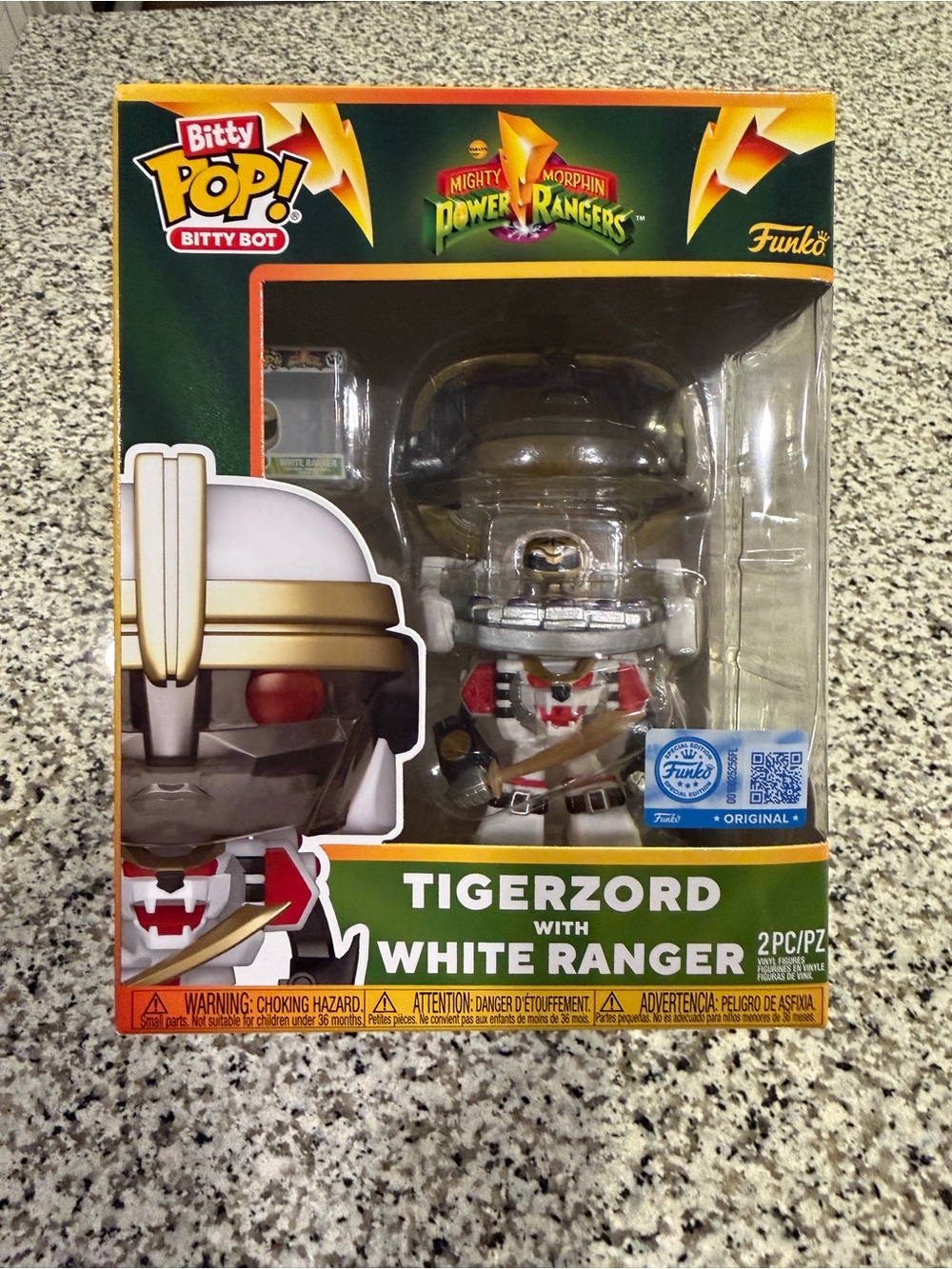 Funko White Ranger & Tigerzord Bitty Pop! - White, Gold, Red, Black